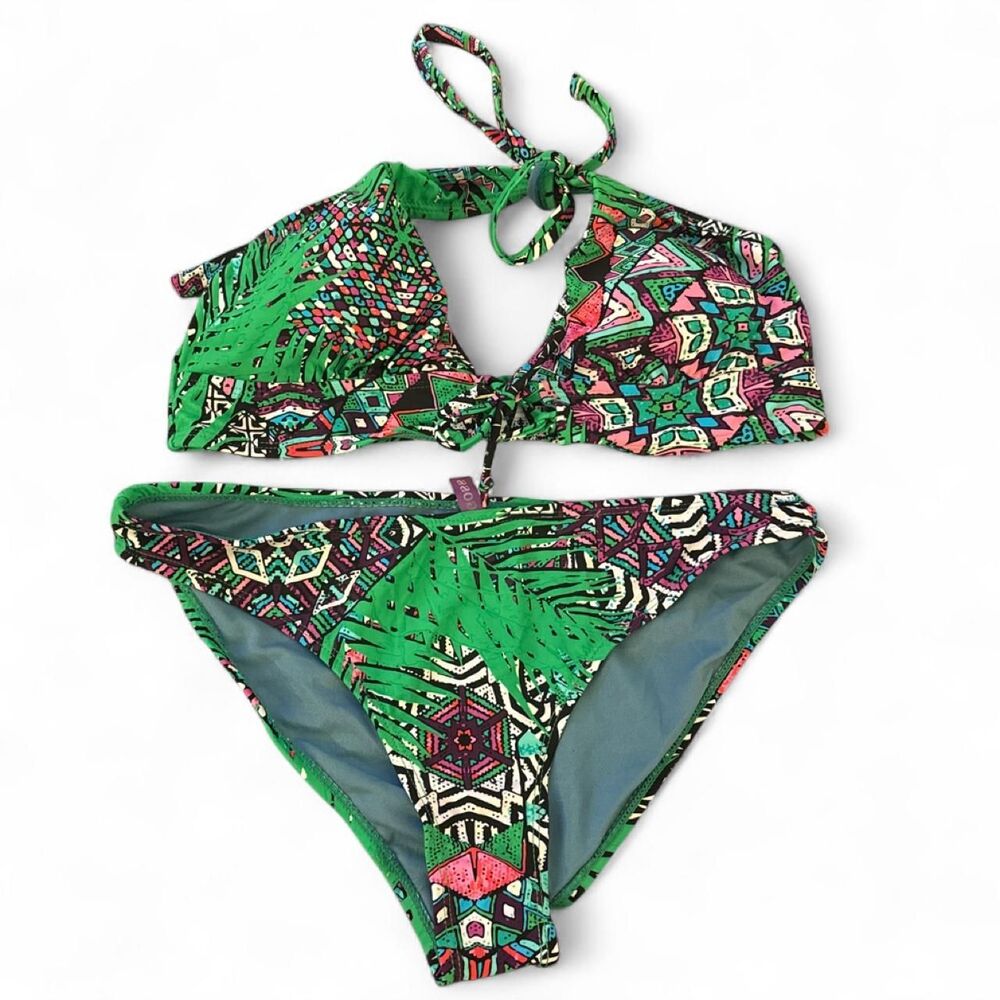 Vigoss Green Geometric Bikini Set Swimsuit NWT Size L